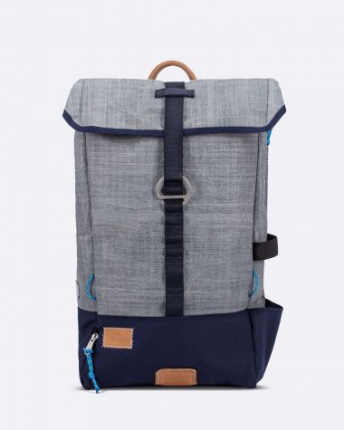 Rucksack "Dinghy" by 727 Sailbags / Segeltuch grau / Boden navy