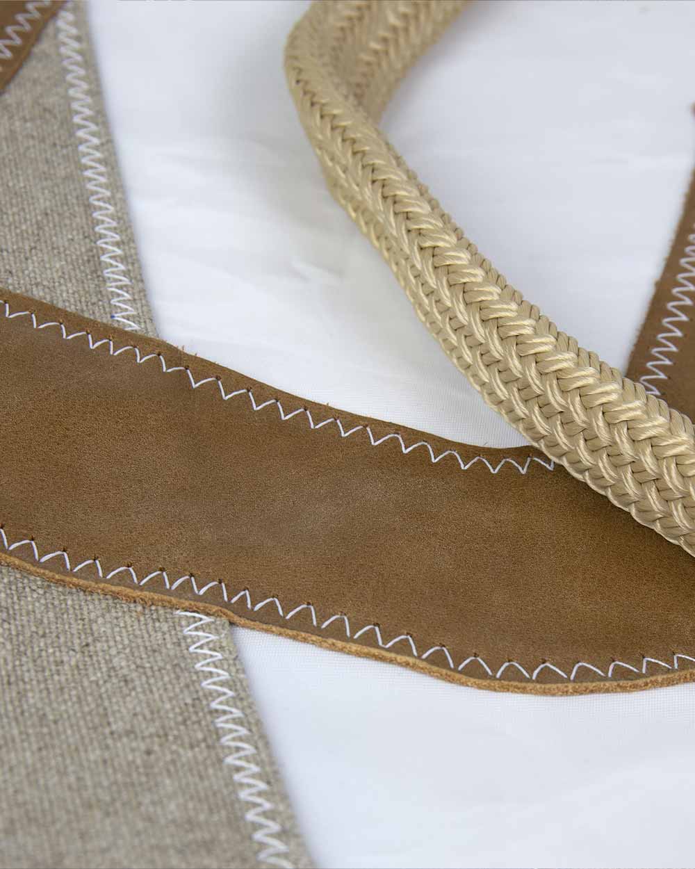 Damen Reisetasche "Carla" by 727 Sailbags / Segeltuch weiß / Boden Leder / Motiv 5 Leder