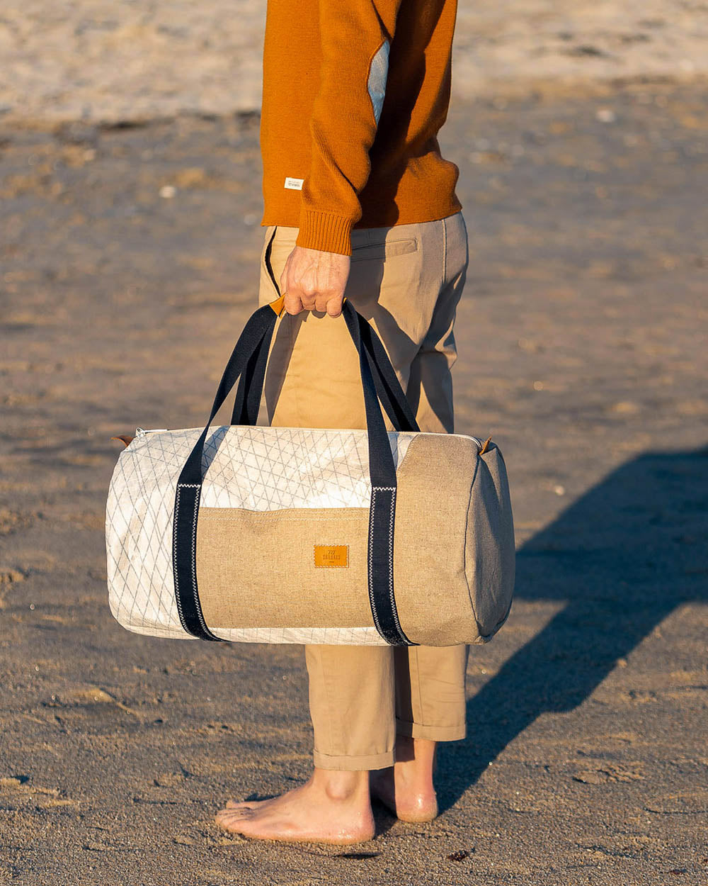 Reisetasche "Onshore" by 727 Sailbags / Segeltuch weiß Leinen