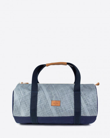 Reisetasche "Polochon" by 727 Sailbags / Segeltuch grau / Boden navy