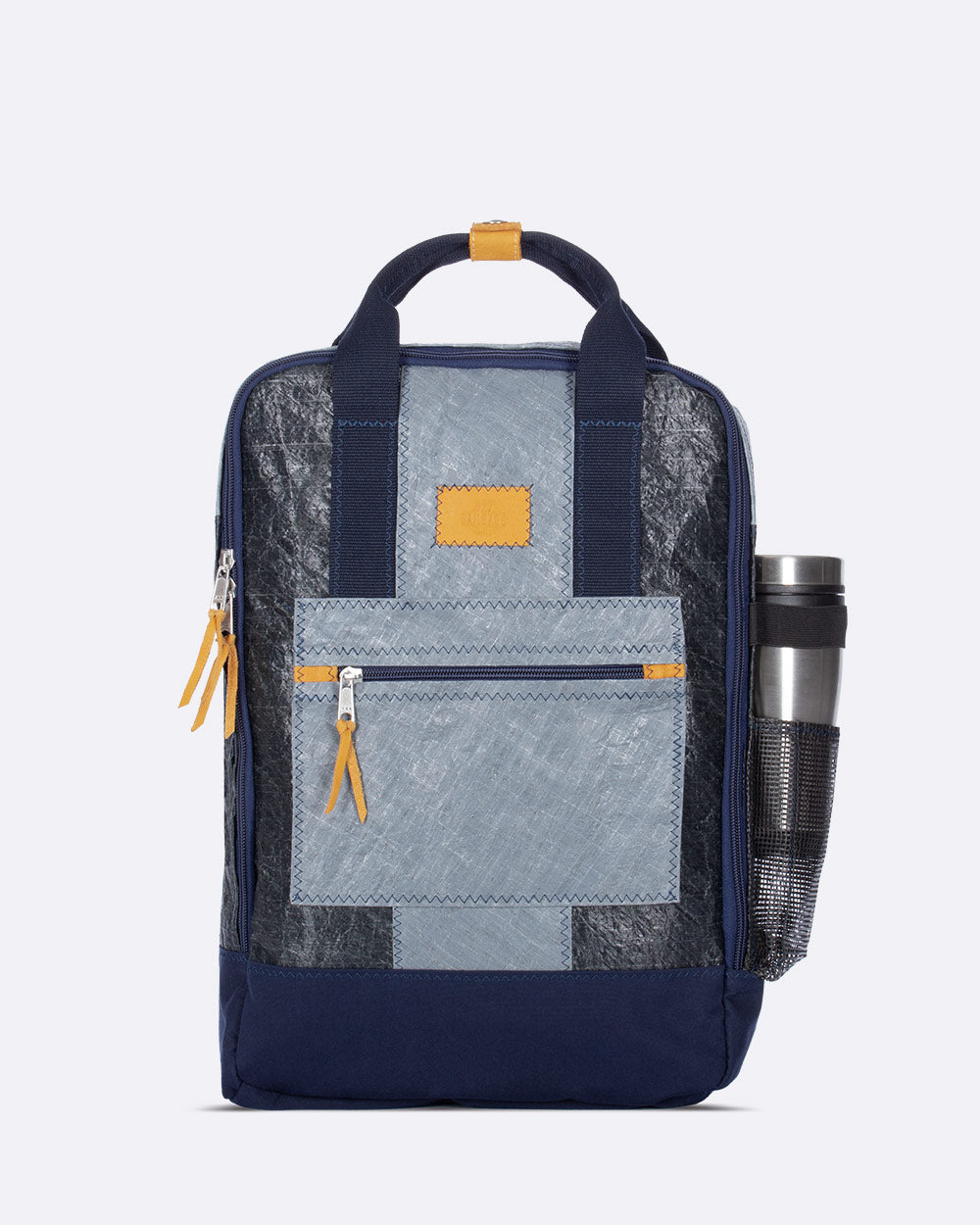 Rucksack "Wally" by 727 Sailbags / Segeltuch schwarz grau / Boden navy