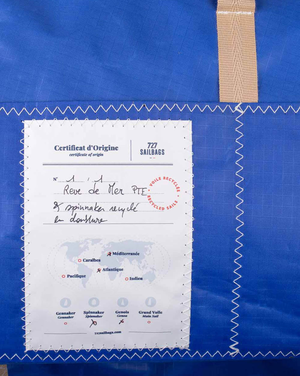 Rucksack "Willy" by 727 Sailbags / Segeltuch weiß Leinen / Boden Leder