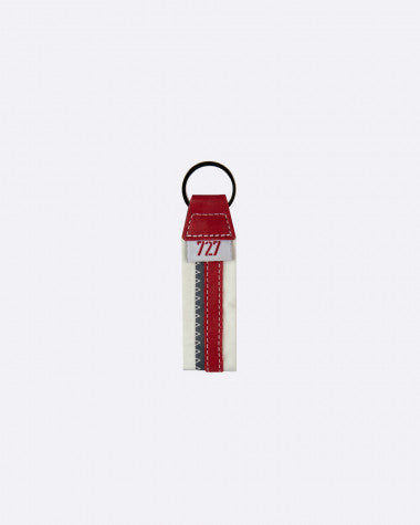Schlüsselanhänger by 727 Sailbags / Segeltuch weiß / Leder rot