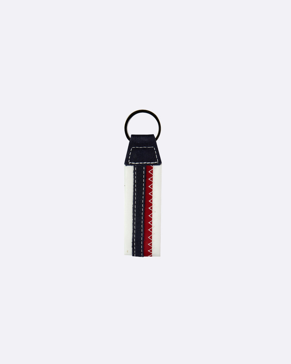 Schlüsselanhänger by 727 Sailbags / Segeltuch weiß rot / Leder navy