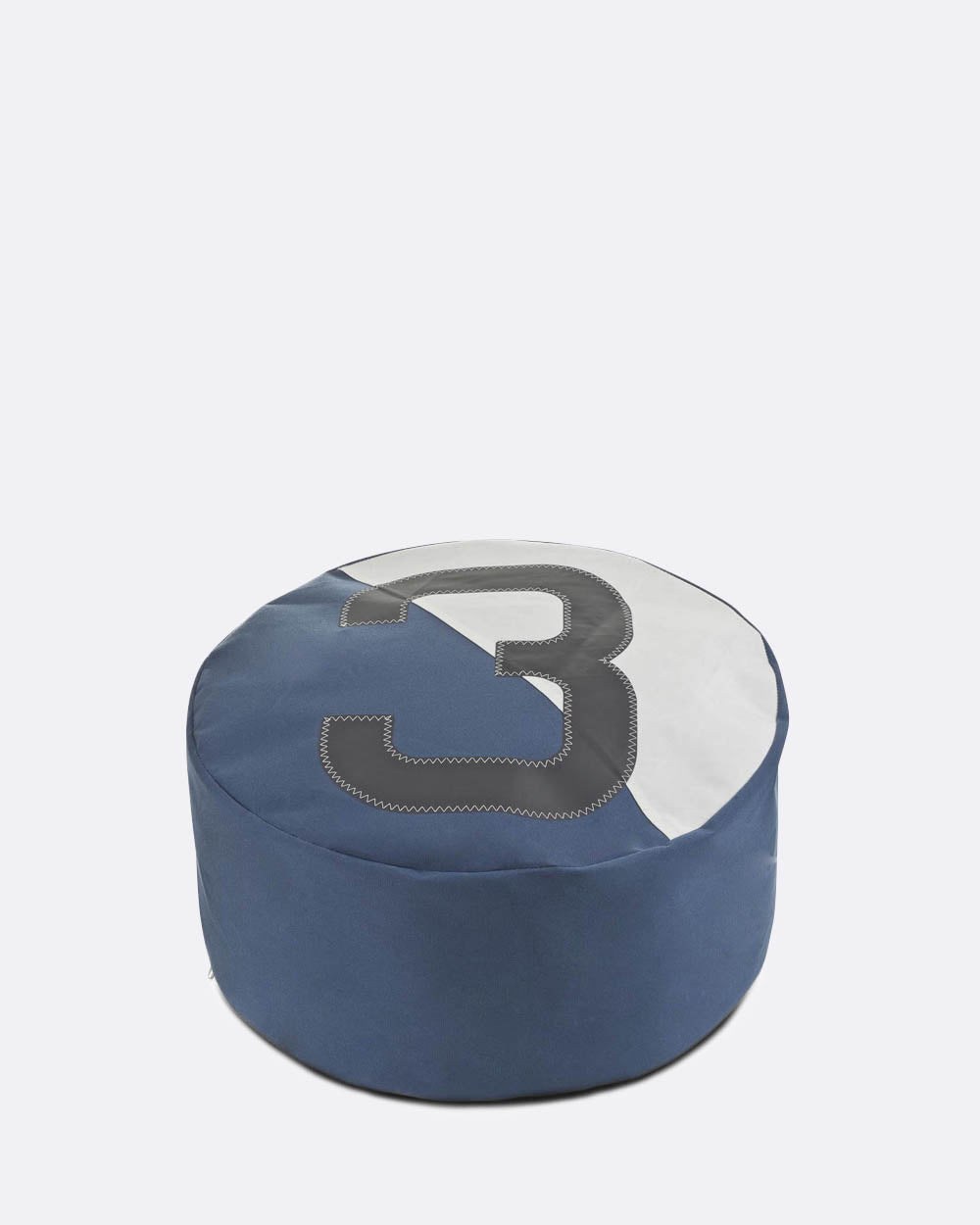 Sitzsack Sitzkissen "Solo" by 727 Sailbags / Segeltuch blau weiß / Motiv 3 schwarz