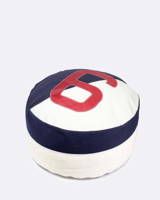 Sitzsack Sitzkissen "Duo" by 727 Sailbags / Segeltuch weiß navy / Motiv 6 rot