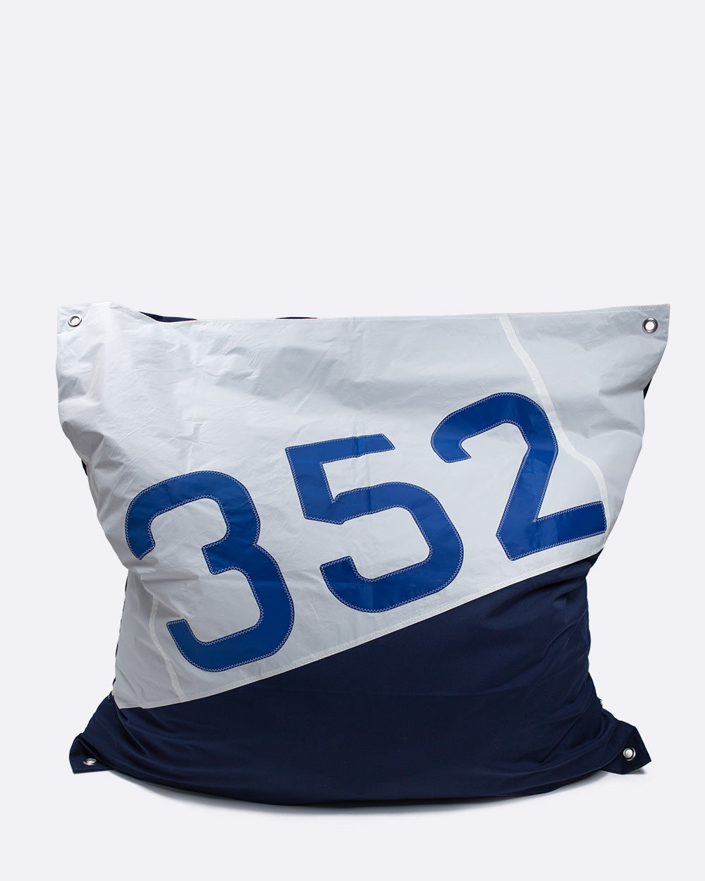 Sitzsack Sitzkissen "Maxi" by 727 Sailbags / Segeltuch weiß / Boden navy / Motiv 352 blau