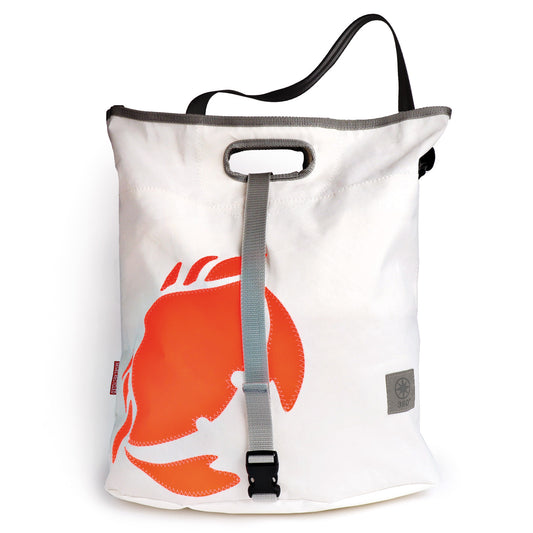 Einkaufstasche 360 Grad "Tender"  / Segeltuch weiß / Motiv Krabbe orange