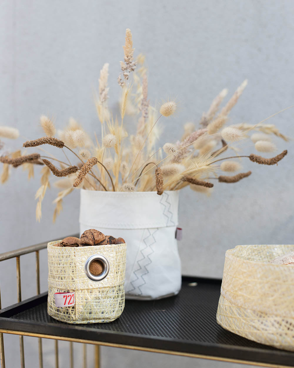 Tischkorb "Normale" by 727 Sailbags / Segeltuch weiß