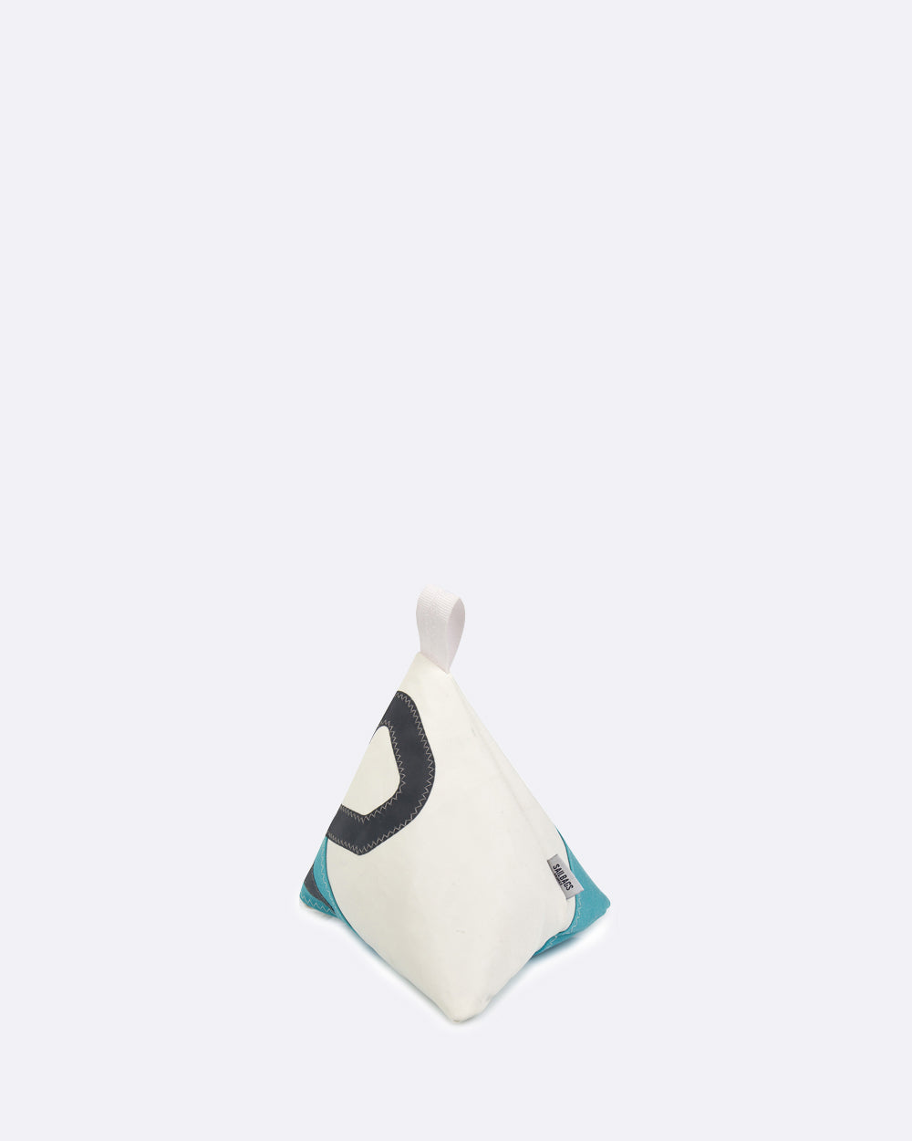 Türstopper Bodenstopper "Berlingo" by 727 Sailbags / Segeltuch weiß türkis / Motiv 2 schwarz