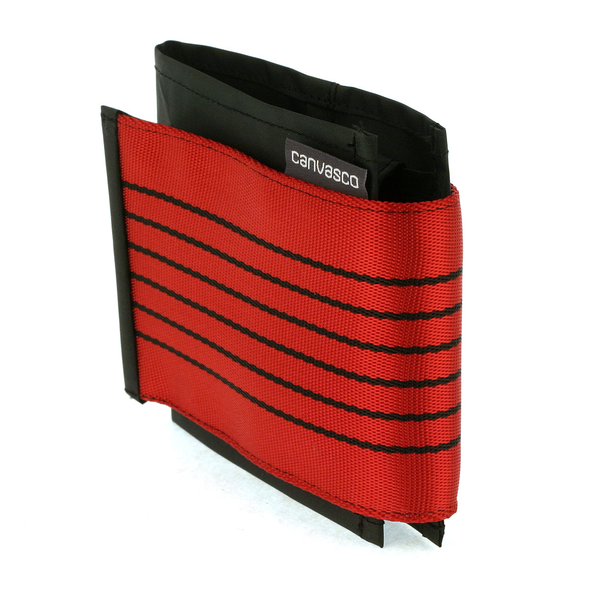Geldbörse Geldbeutel CANVASCO "Cash" / Segeltuch schwarz / Klett rot-schwarz