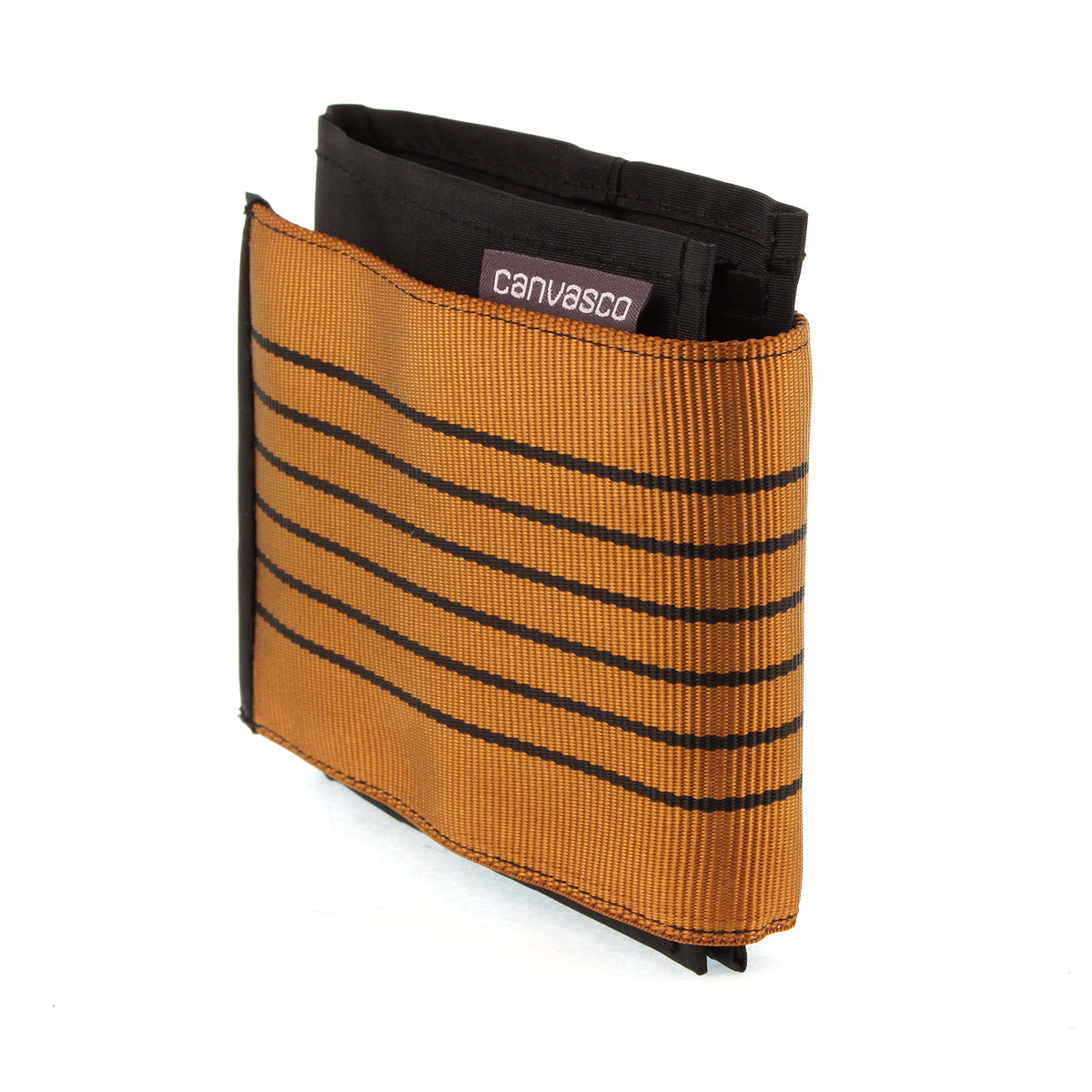 Geldbörse Geldbeutel CANVASCO "Cash" / Segeltuch schwarz / Klett gold-weiß