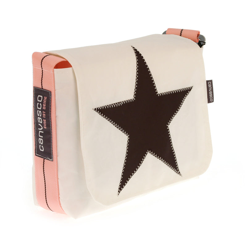 Kindertasche CANVASCO "Kids" / Segeltuch weiß / Gurt pink-schwarz / Motiv Stern schoko