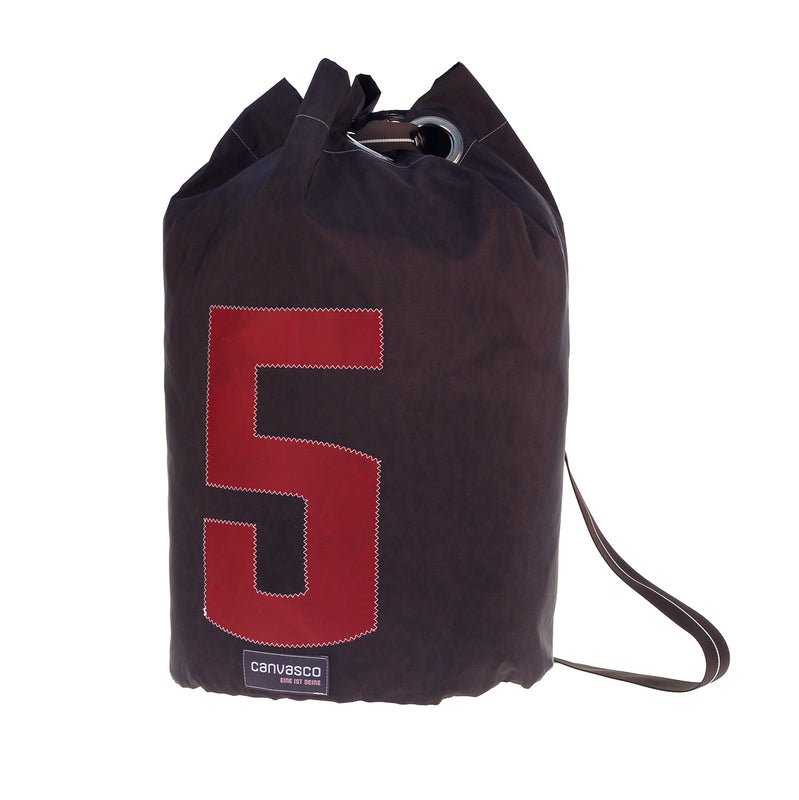 Seesack CANVASCO "Seasick" / Segeltuch schoko / Gurt braun-weiß / Motiv 5 rot