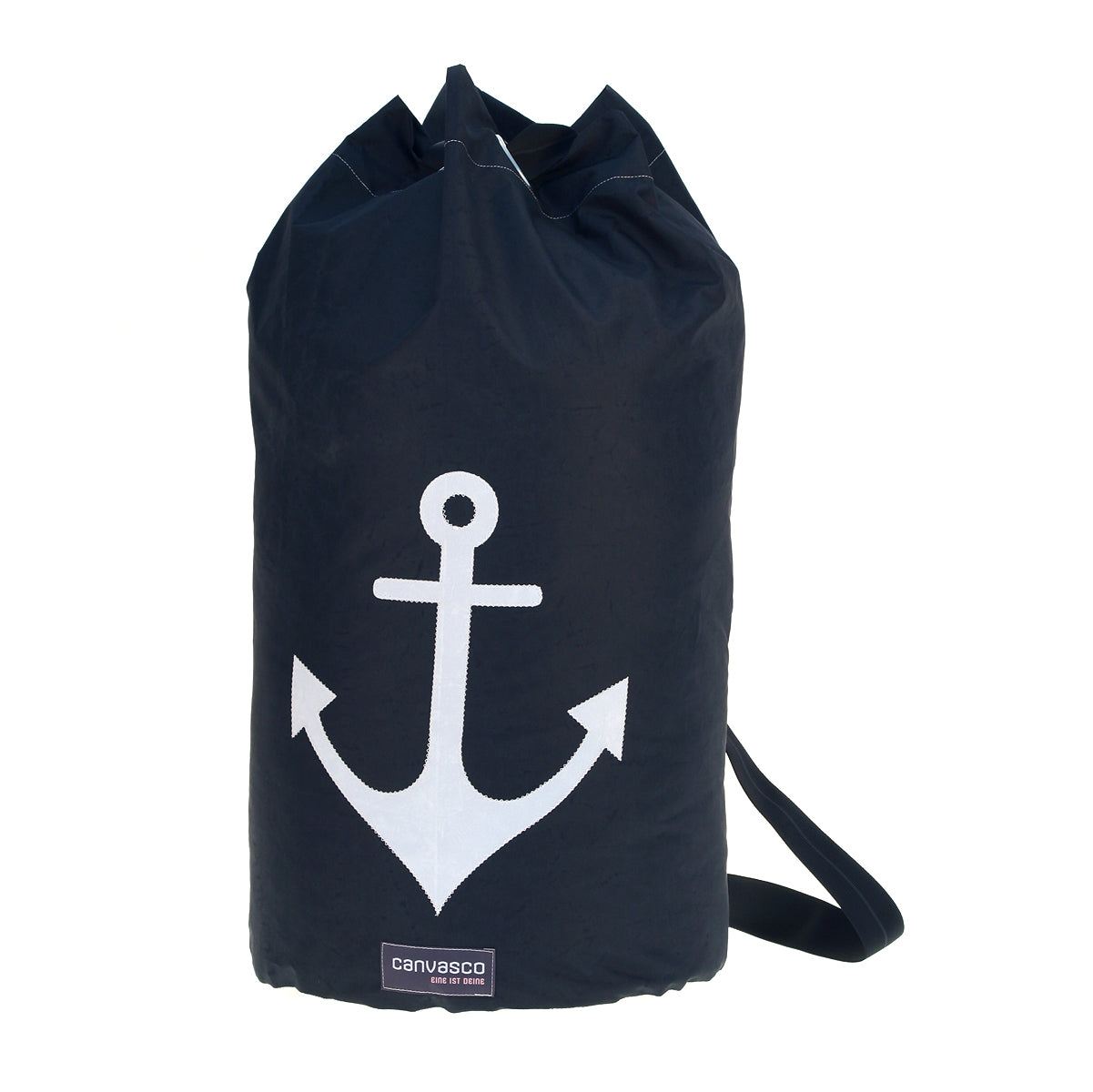 Seesack CANVASCO "Seasick" / Segeltuch schwarz / Gurt schwarz-grau / Motiv Anker weiß