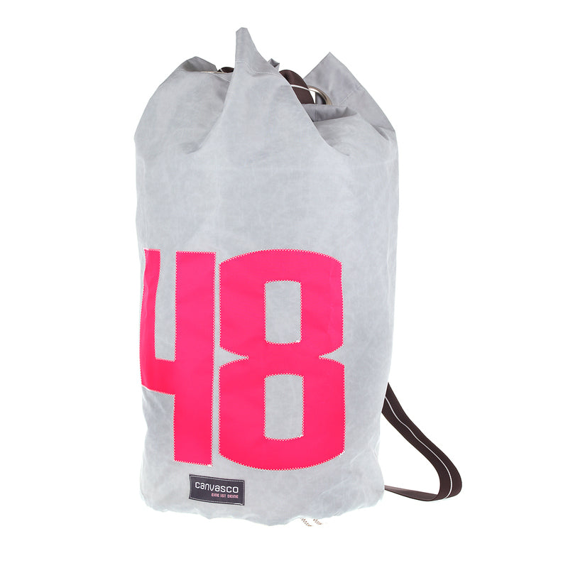 Seesack CANVASCO "Seasick" / Segeltuch grau / Gurt braun-weiß / Motiv 48 pink