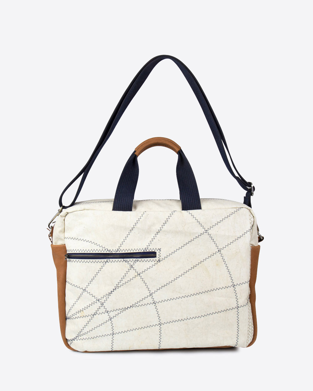 Businesstasche by 727 Sailbags / Segeltuch weiß / Leder Belem