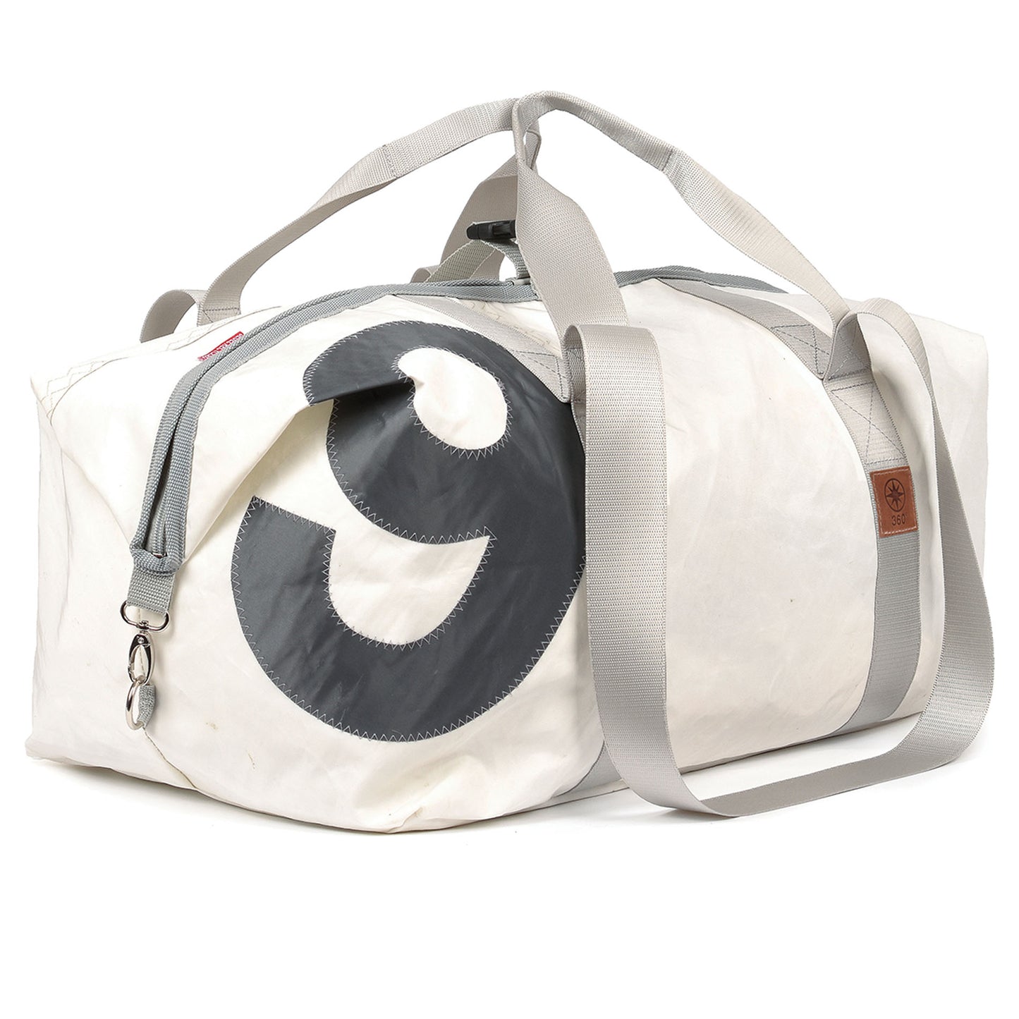 Reisetasche 360 Grad "Kutter XL" / Segeltuch weiß / Motiv Zufallszahl grau