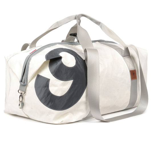 Reisetasche 360 Grad "Kutter XL" / Segeltuch weiß / Motiv Zufallszahl grau