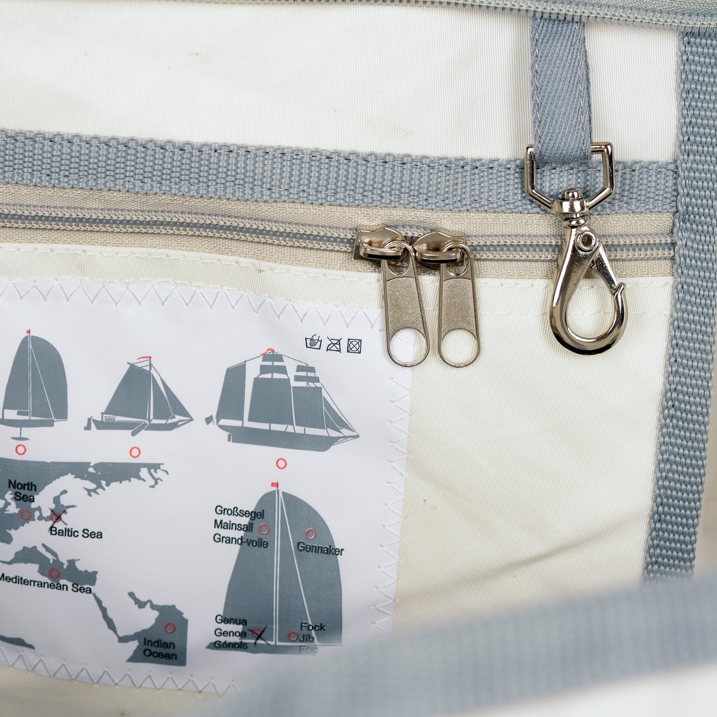 Reisetasche 360 Grad "Kutter XL" / Segeltuch weiß / Motiv Zufallszahl neonorange