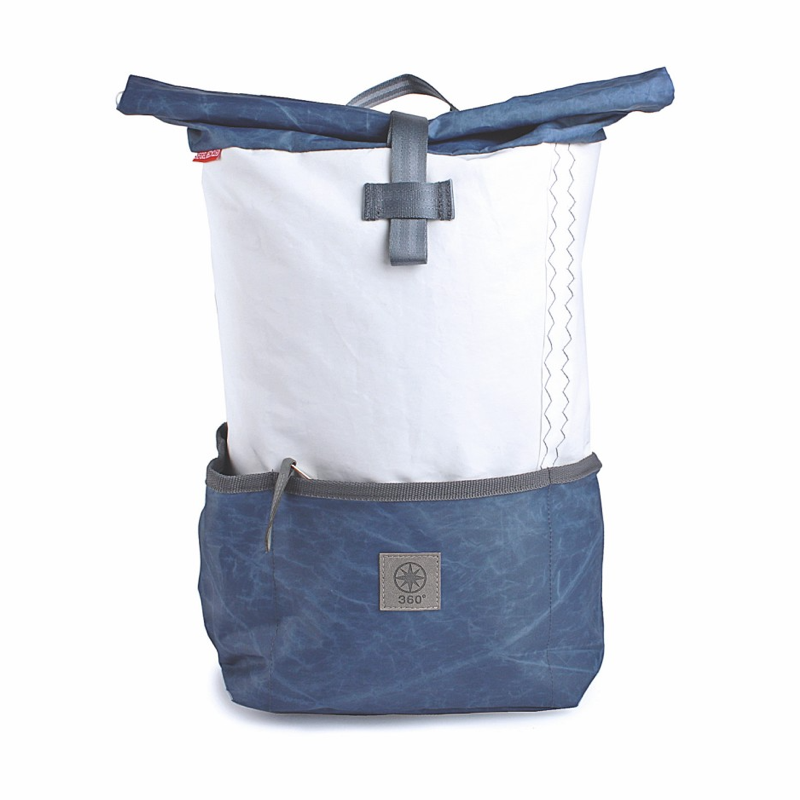 Rolltop Rucksack M 360 Grad "Lotse" / Segeltuch blau