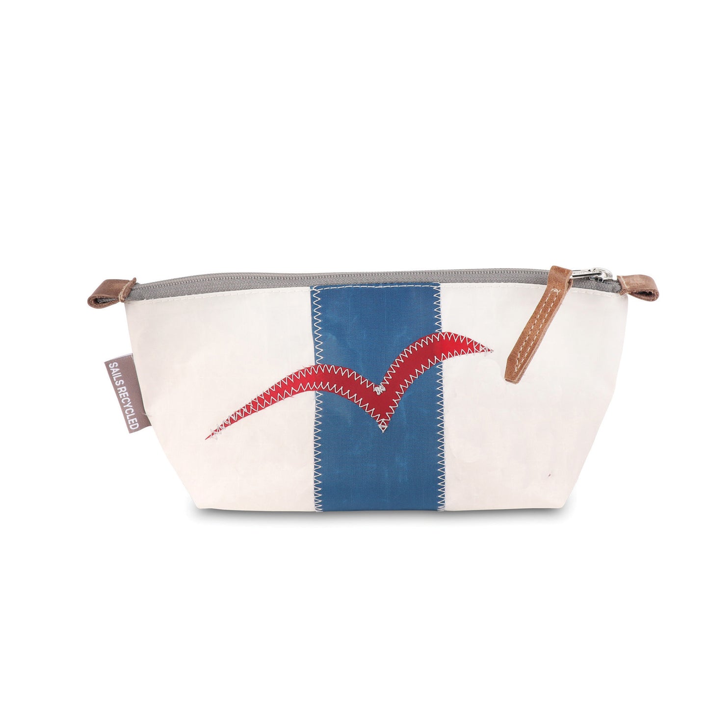 Etui 360 Grad "Navigator" / Segeltuch blau / Motiv Möwe rot