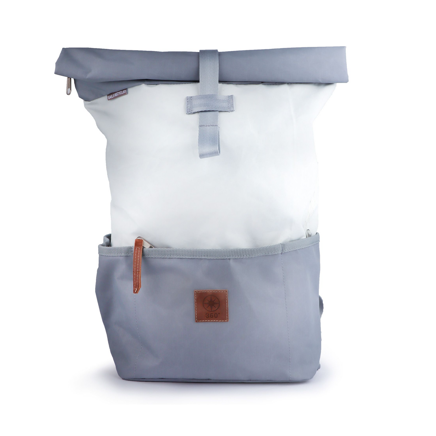 Rolltop Rucksack M 360 Grad "Lotse" / Segeltuch hellgrau