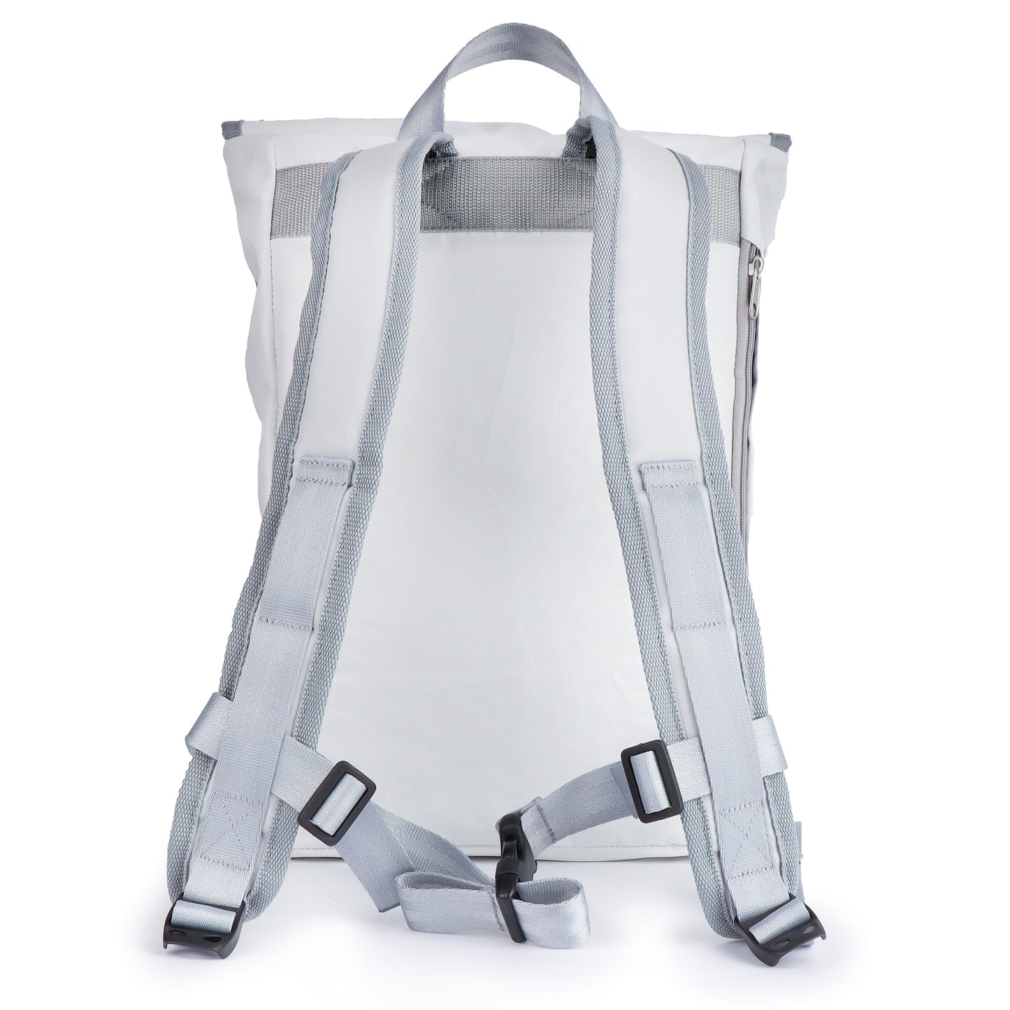 Rucksack 360 Grad "Landgang" / Segeltuch weiß grau / Motiv Zufallszahl grau
