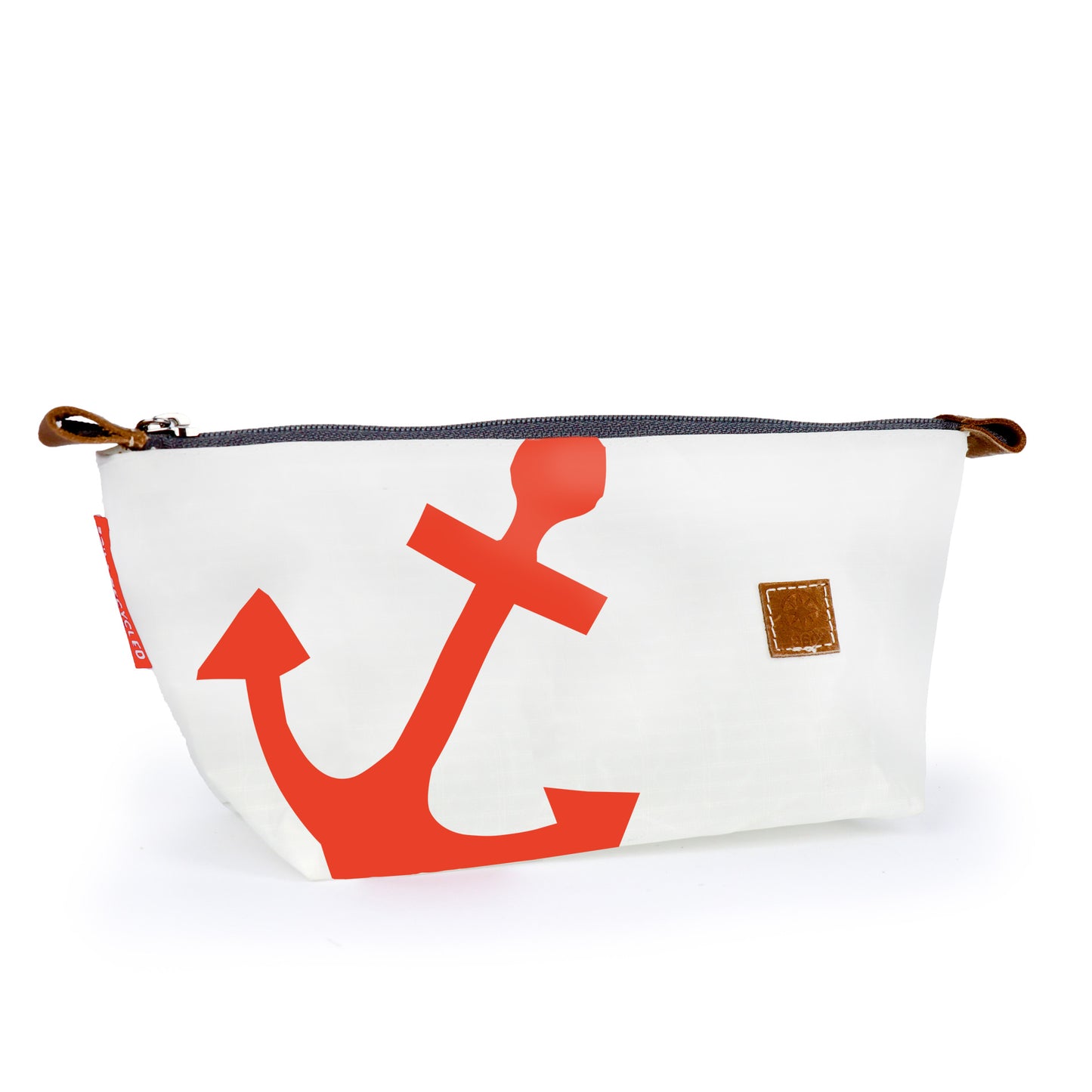 Etui 360 Grad "Navigator" / Segeltuch weiß / Motiv Anker orange