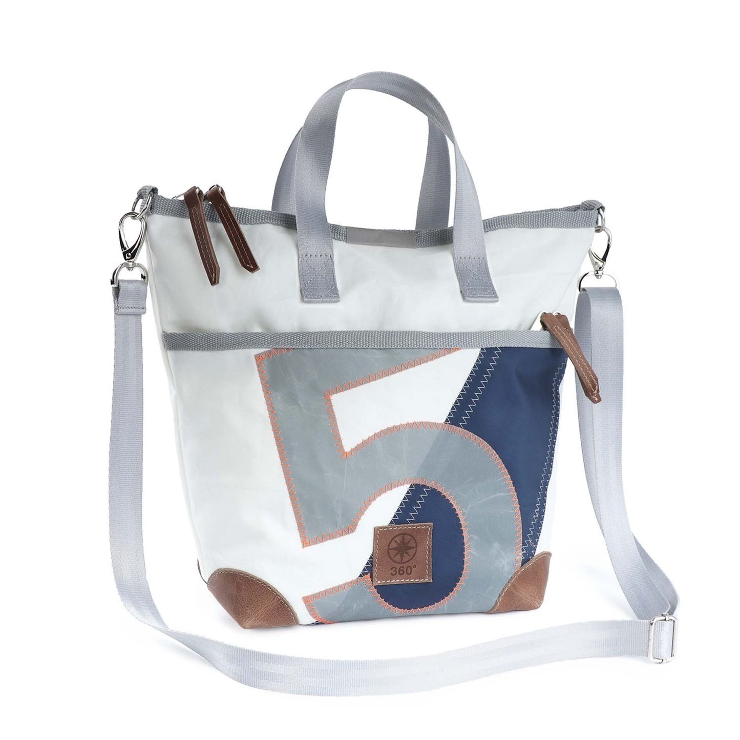 Handtasche 360 Grad "Deern Mini" / Segeltuch blau grau