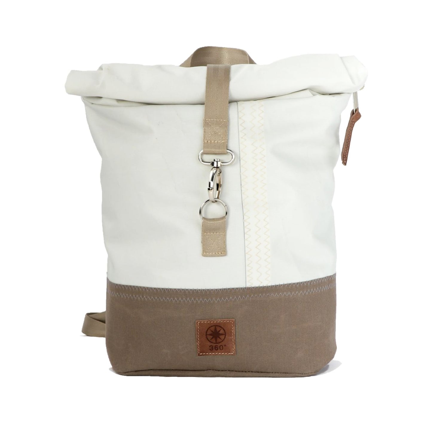 Rolltop Rucksack S 360 Grad "Möwe" / Segeltuch taupe