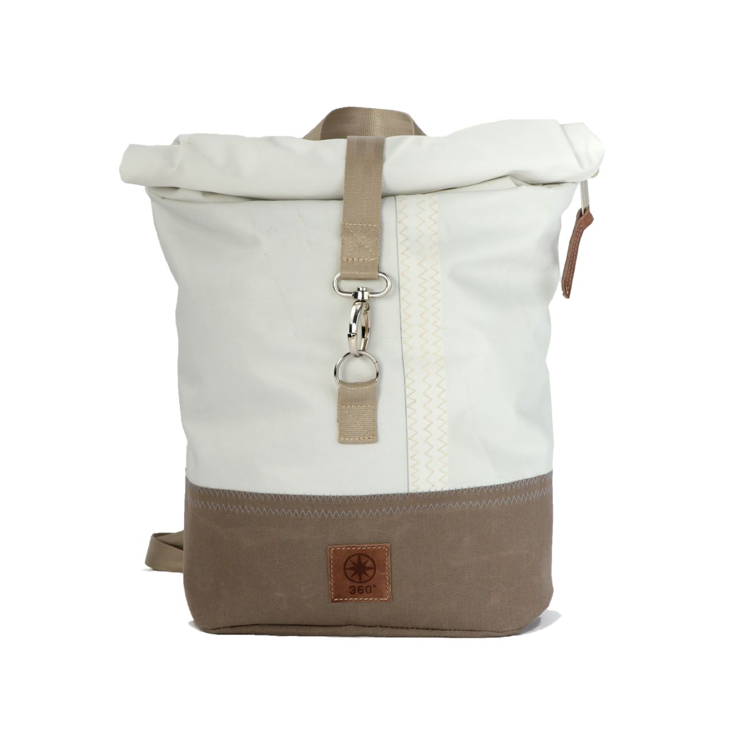 Rolltop Rucksack S 360 Grad "Möwe" / Segeltuch taupe