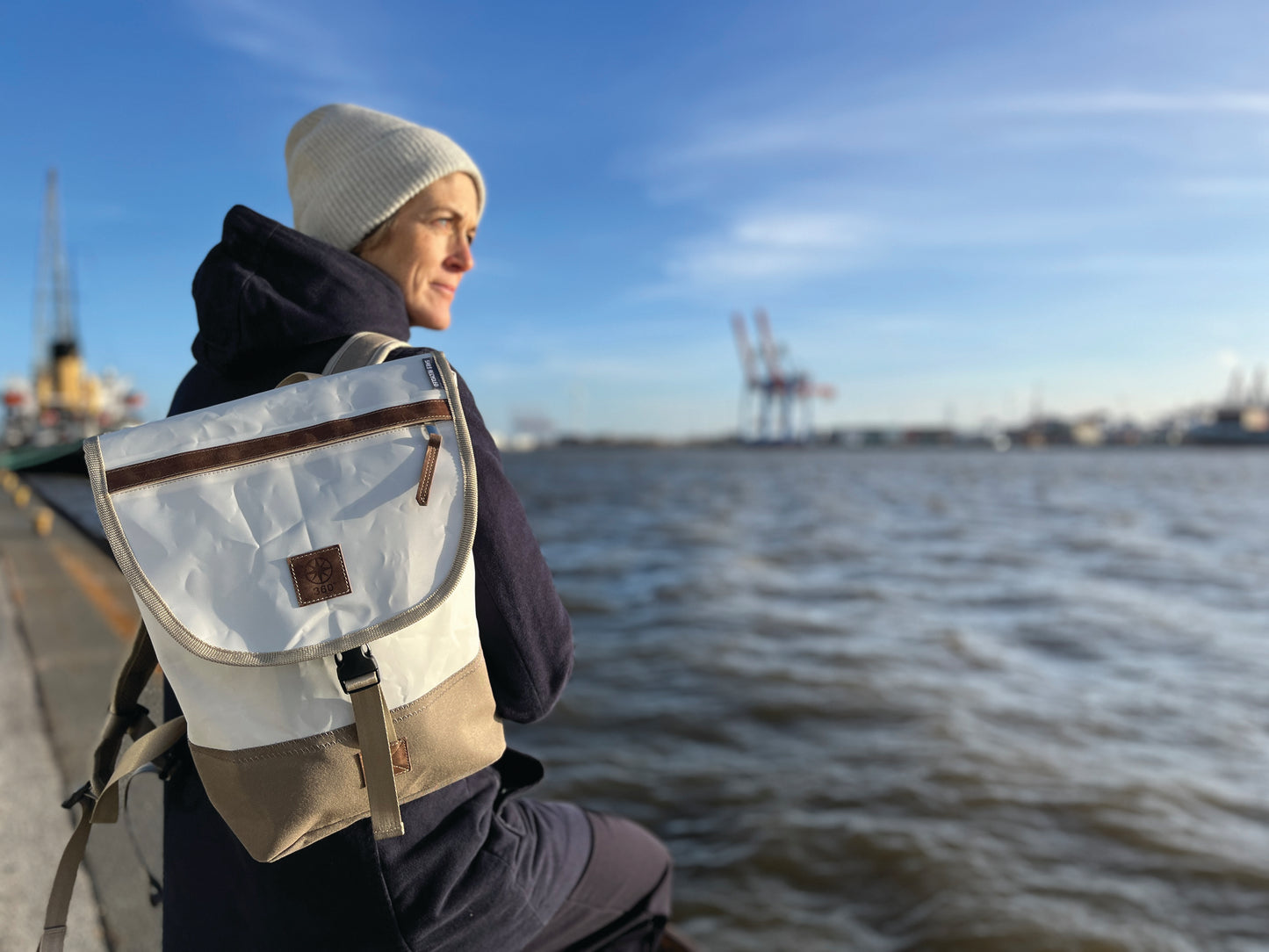 Rucksack 360 Grad "Landgang Mini" / Segeltuch taupe