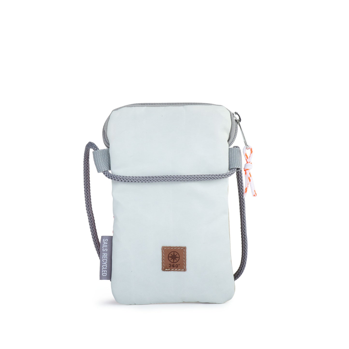 Handytasche 360 Grad "Nautik Lütt" / Segeltuch weiß beige / Motiv RESQ Zufallszahl orange