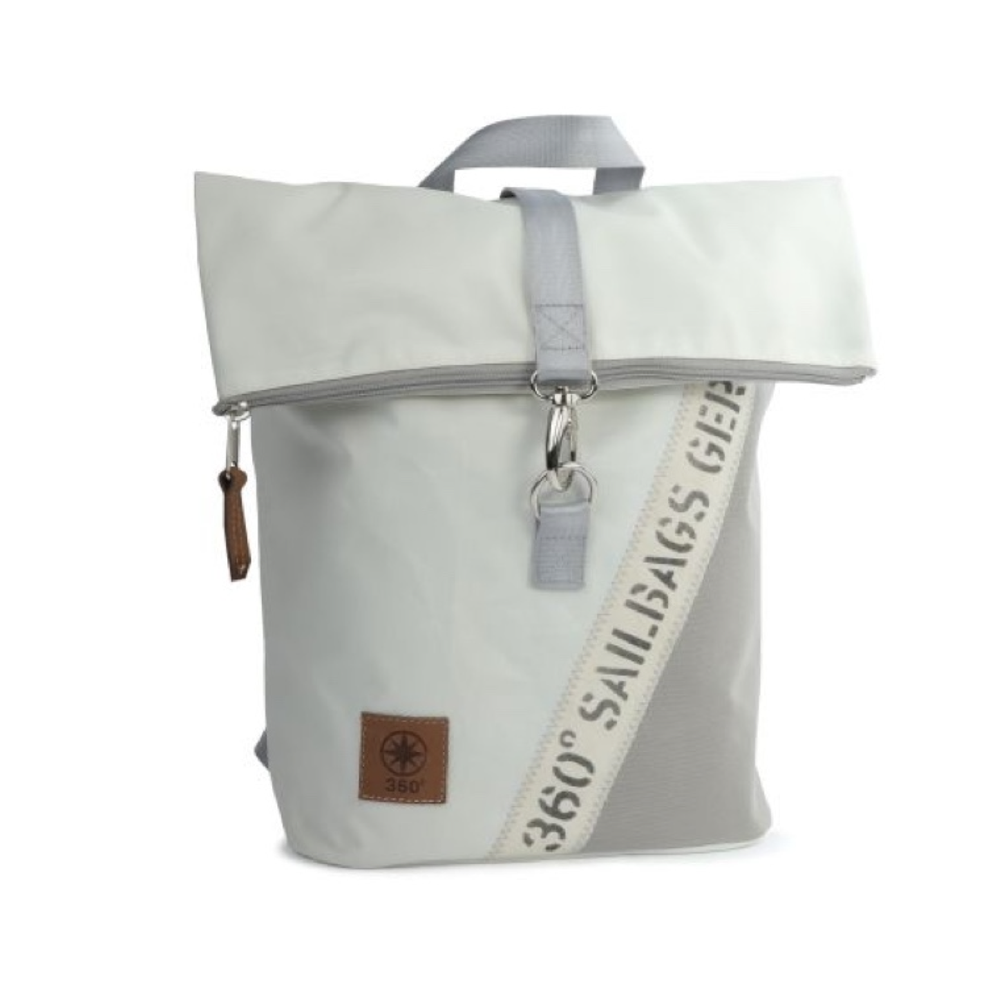 Rolltop Rucksack S 360 Grad "Möwe" / Segeltuch weiß / Motiv Stencil