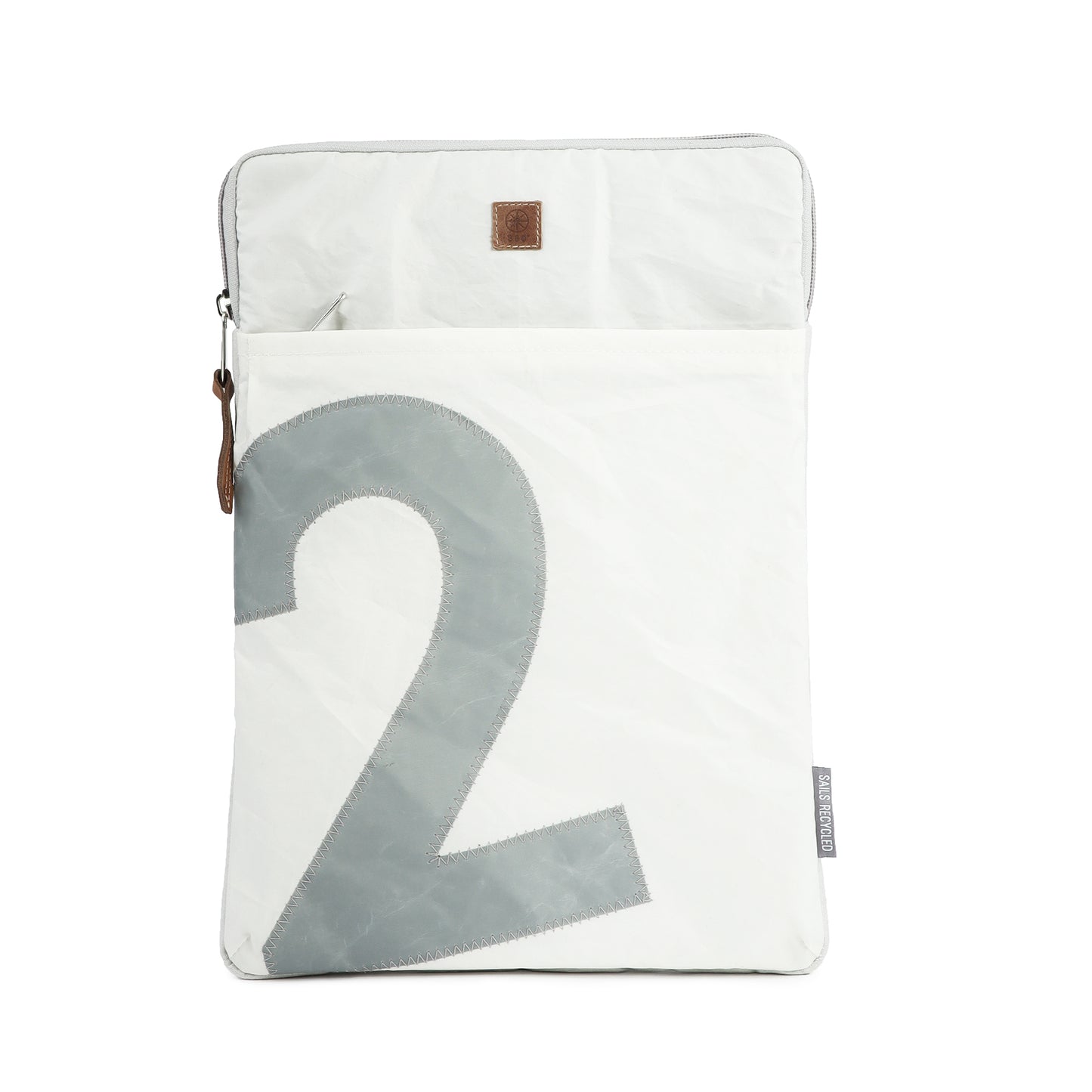 Laptopsleeve 16" 360 Grad "Hafen" / Segeltuch weiß / Motiv Zufallszahl grau
