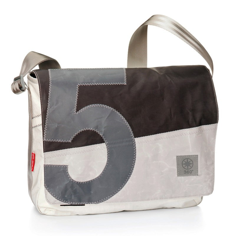 Laptoptasche,weiss,schwarz/grau, Zahl grau, Gurt grau