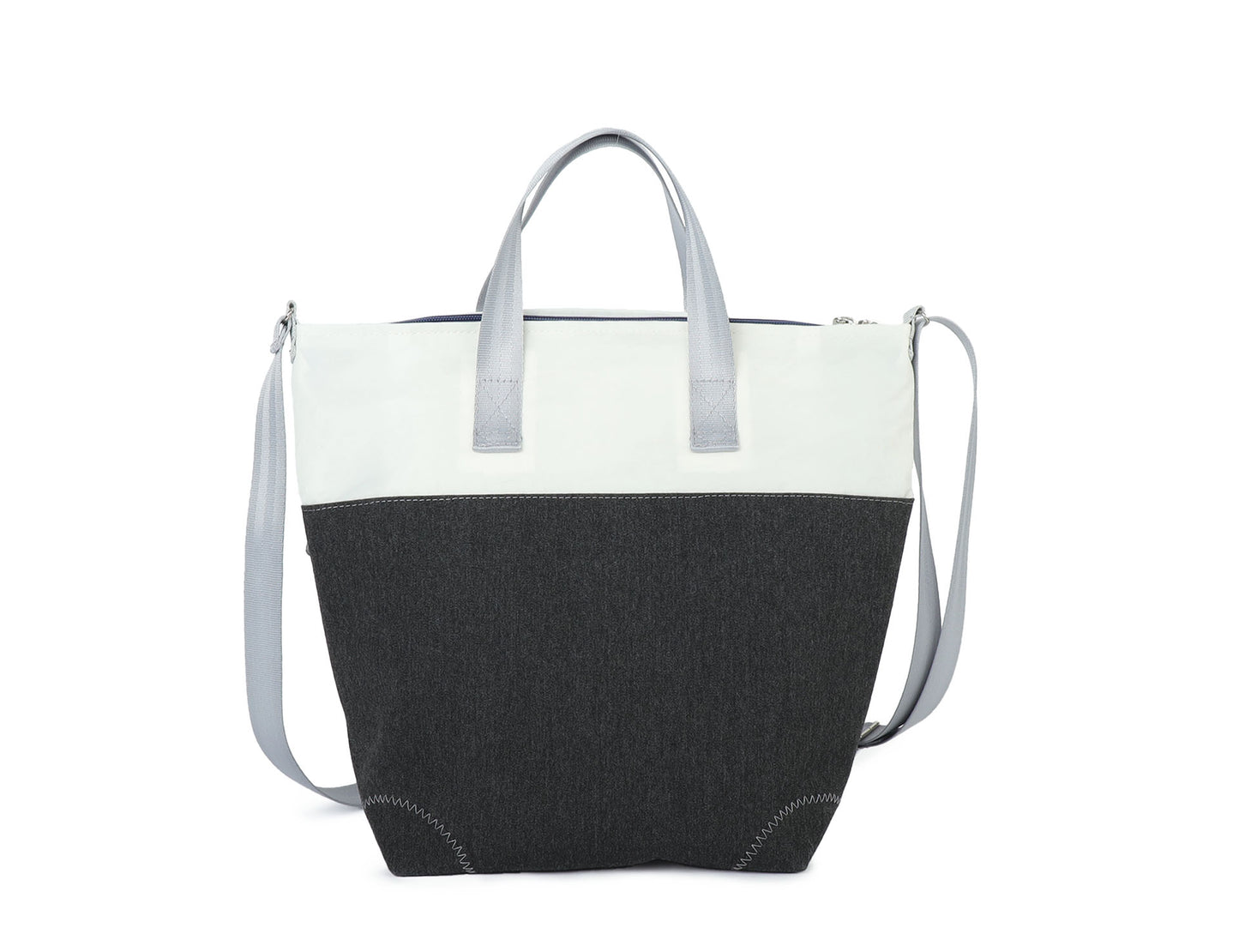 Handtasche 360 Grad "Deern Mini" / Segeltuch weiß grau