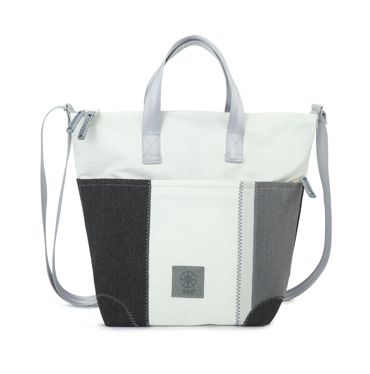 Handtasche 360 Grad "Deern Mini" / Segeltuch weiß grau