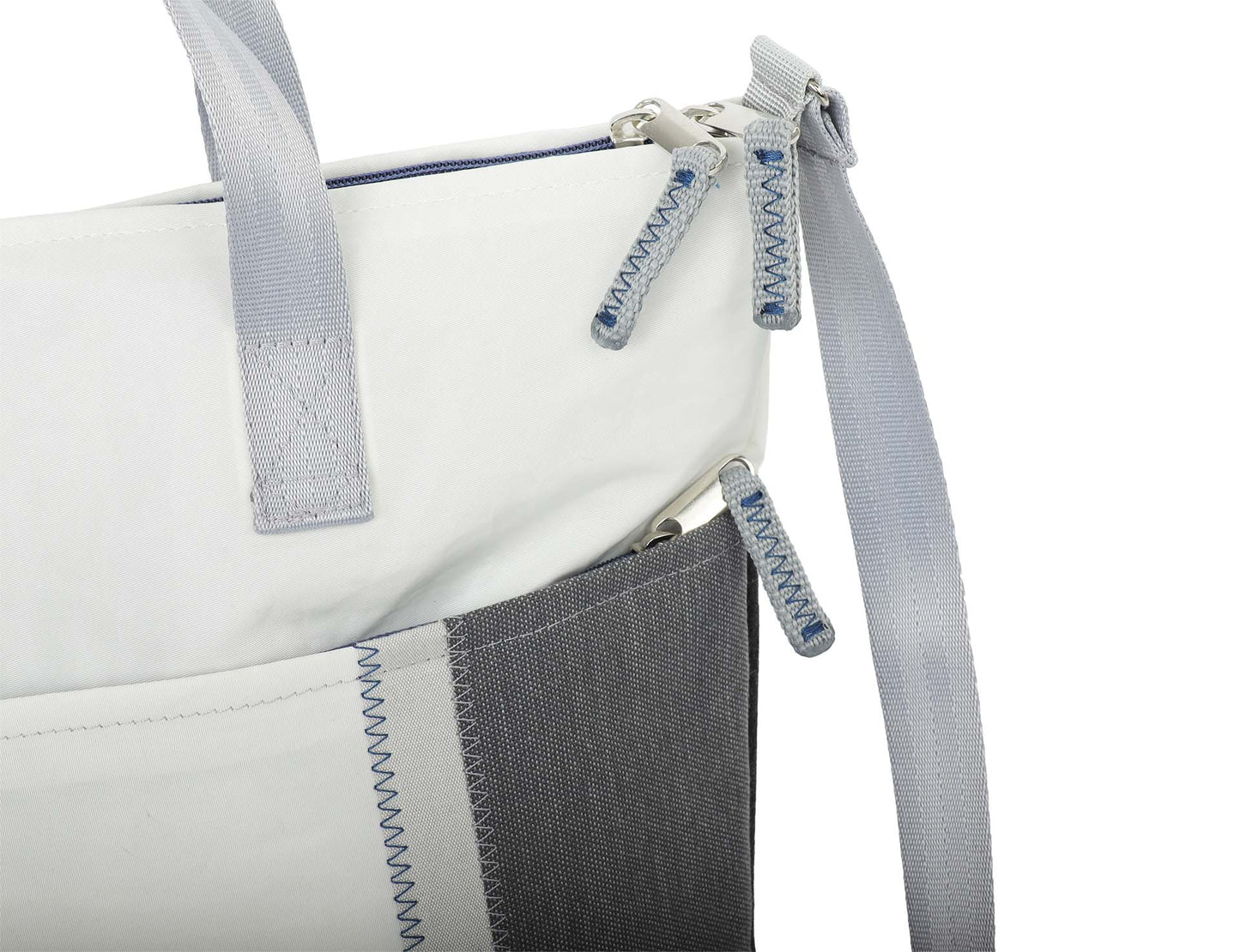 Handtasche 360 Grad "Deern Mini" / Segeltuch weiß grau