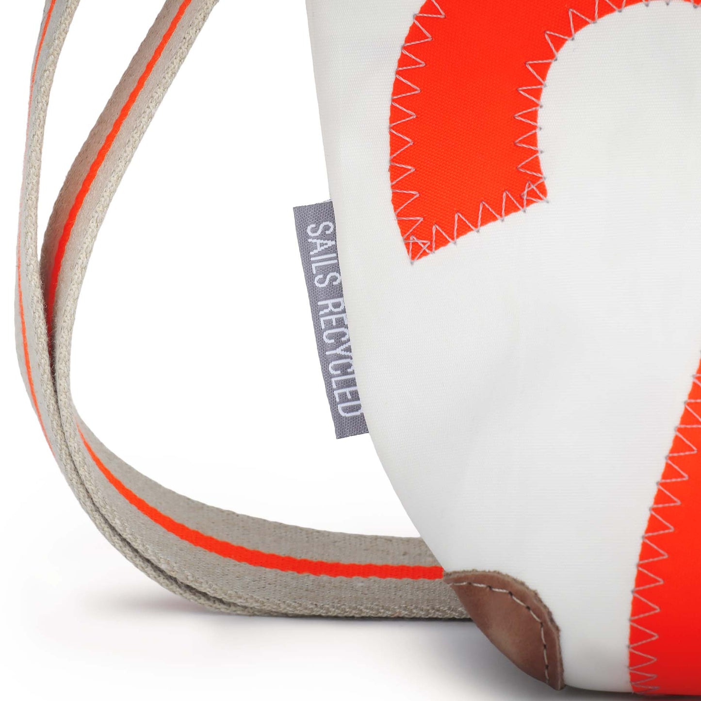 Handtasche 360 Grad "Deern Lütt" / Segeltuch weiß beige / Motiv RESQ Zufallszahl orange
