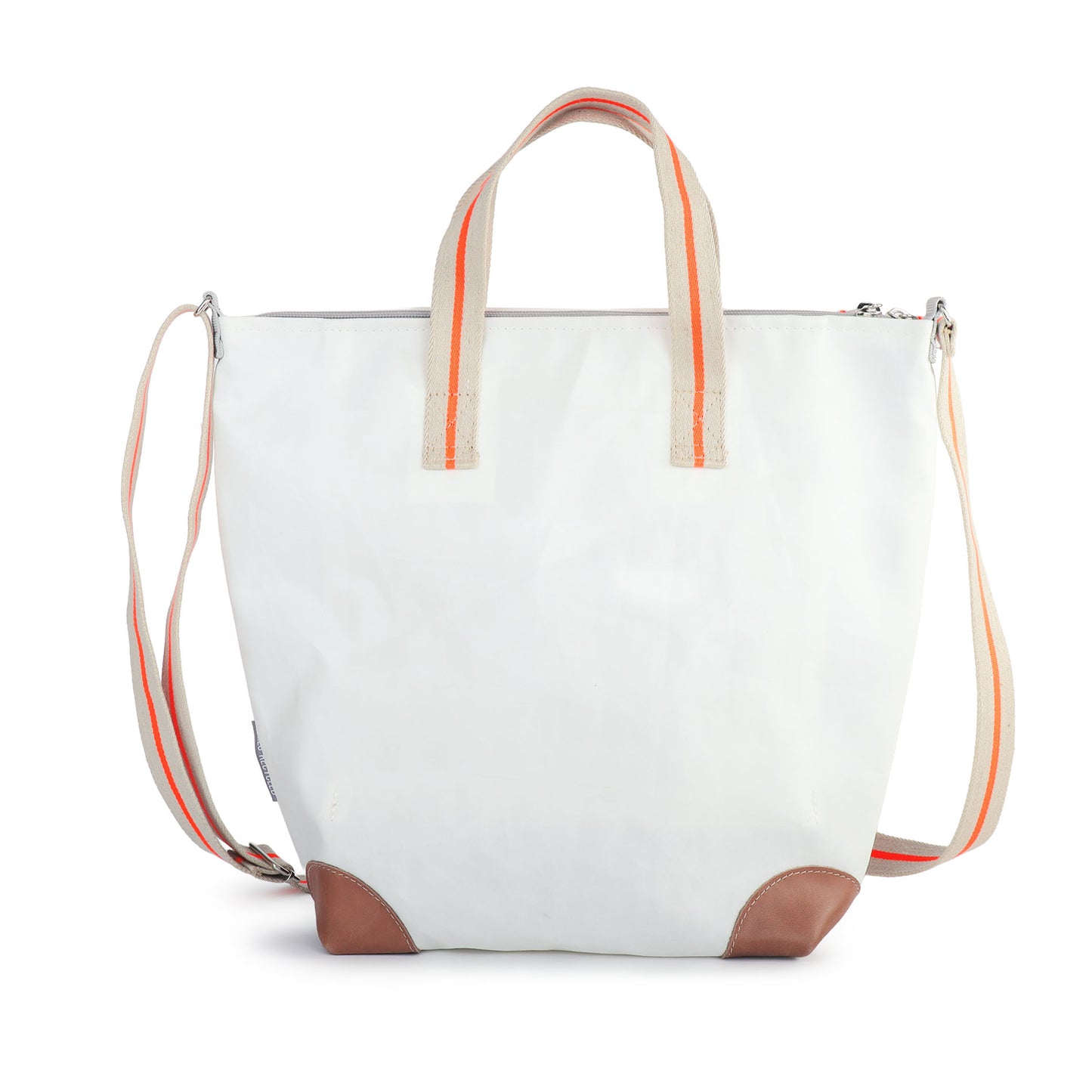Handtasche 360 Grad "Deern Mini" / Segeltuch weiß beige / Motiv RESQ Zufallszahl orange