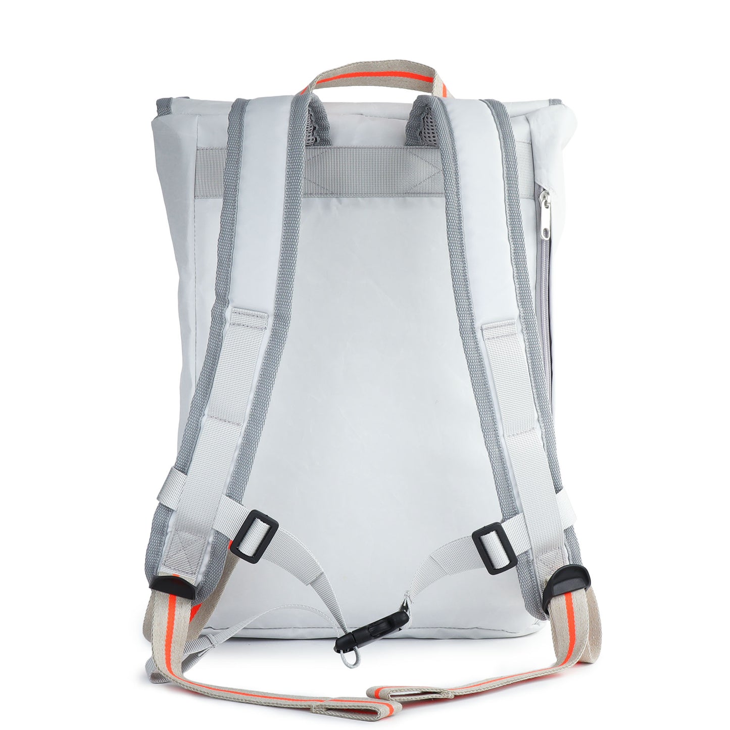 Rucksack 360 Grad "Landgang Mini" / Segeltuch weiß beige / Motiv RESQ Zufallszahl orange