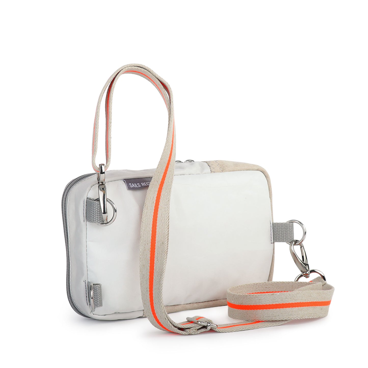 Gürteltasche 360 Grad "Nautik" / Segeltuch weiß beige / Motiv RESQ Zufallszahl orange