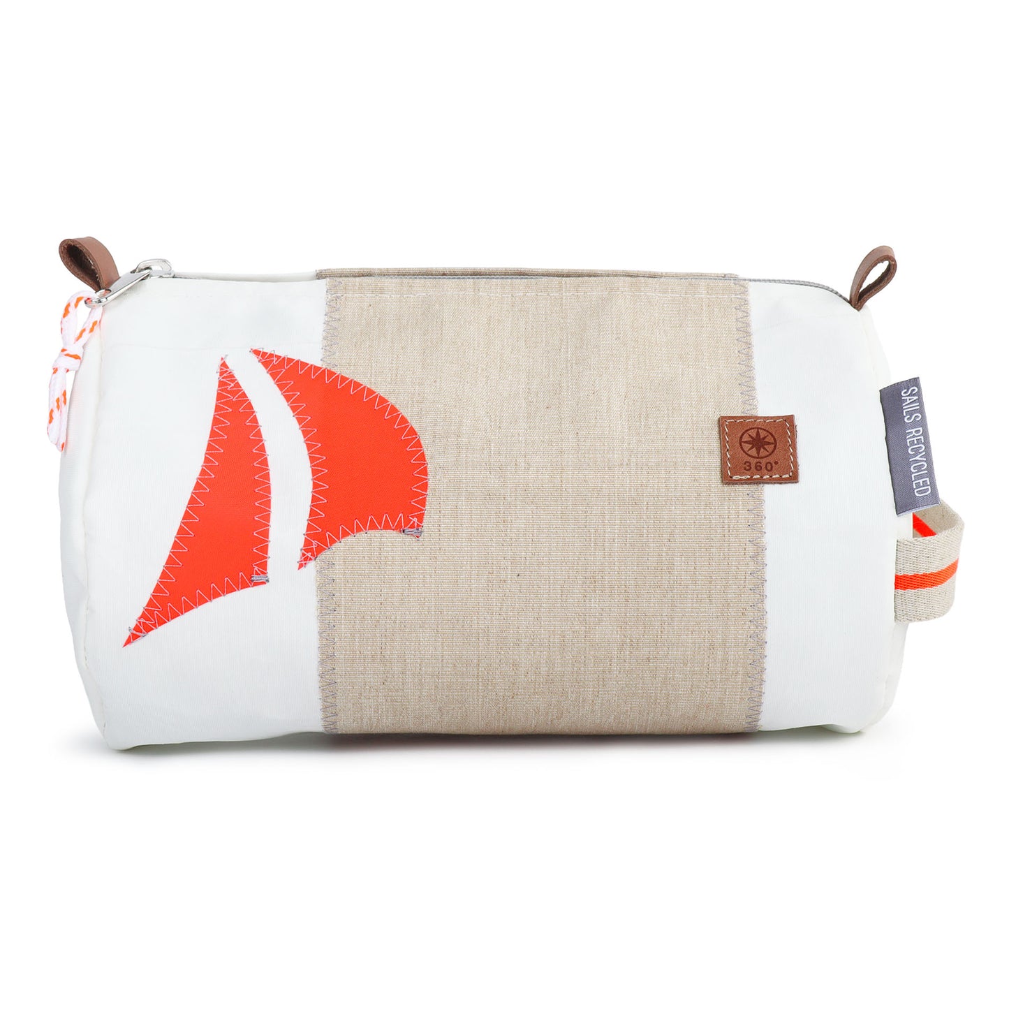 Kosmetikbeutel 360 Grad "Tonne" / Segeltuch weiß beige / Motiv RESQ orange