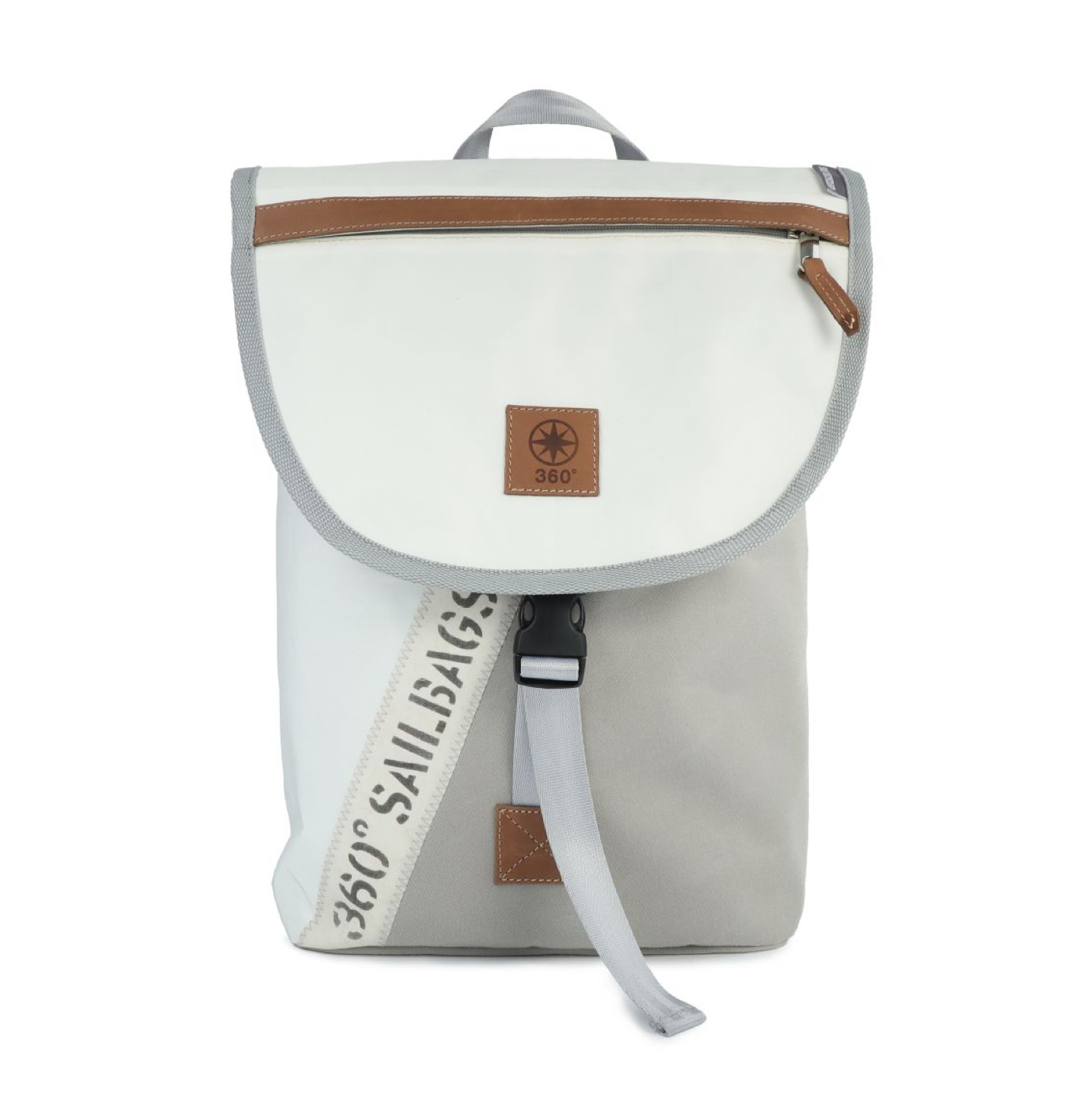 Rucksack 360 Grad "Landgang Mini" / Segeltuch weiß / Motiv Stencil