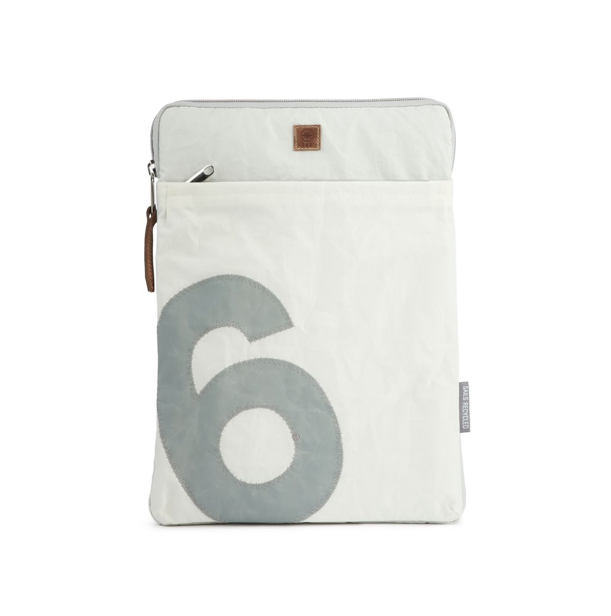 Laptopsleeve 14" 360 Grad "Hafen" / Segeltuch weiß / Motiv Zufallszahl grau