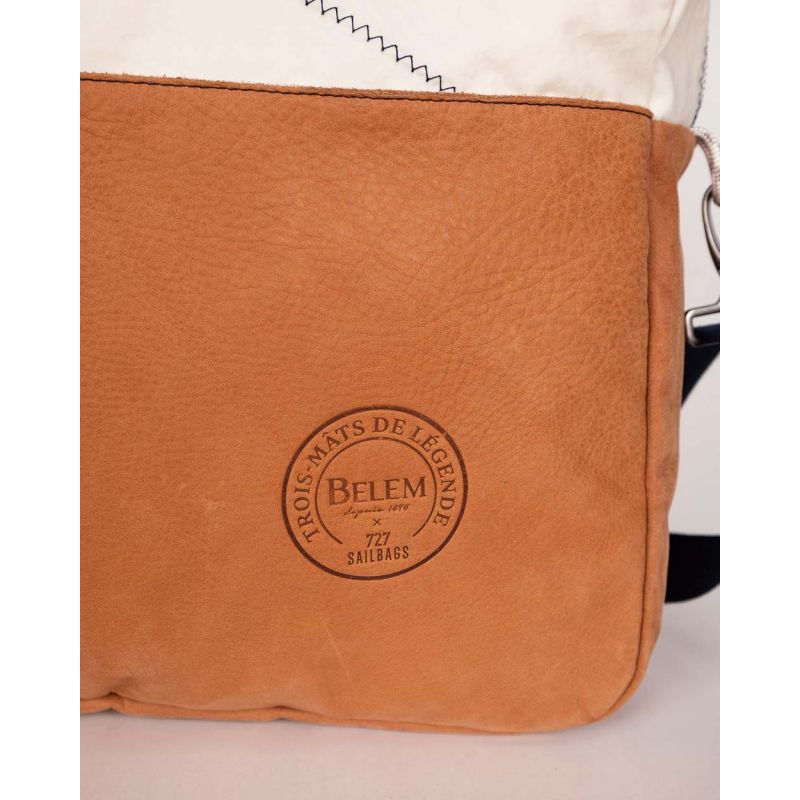 Businesstasche by 727 Sailbags / Segeltuch weiß / Leder Belem