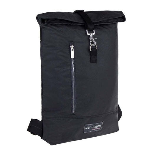 Rucksack CANVASCO "Wanda" / Segeltuch schwarz / Reißverschluss schwarz / Boden schwarz