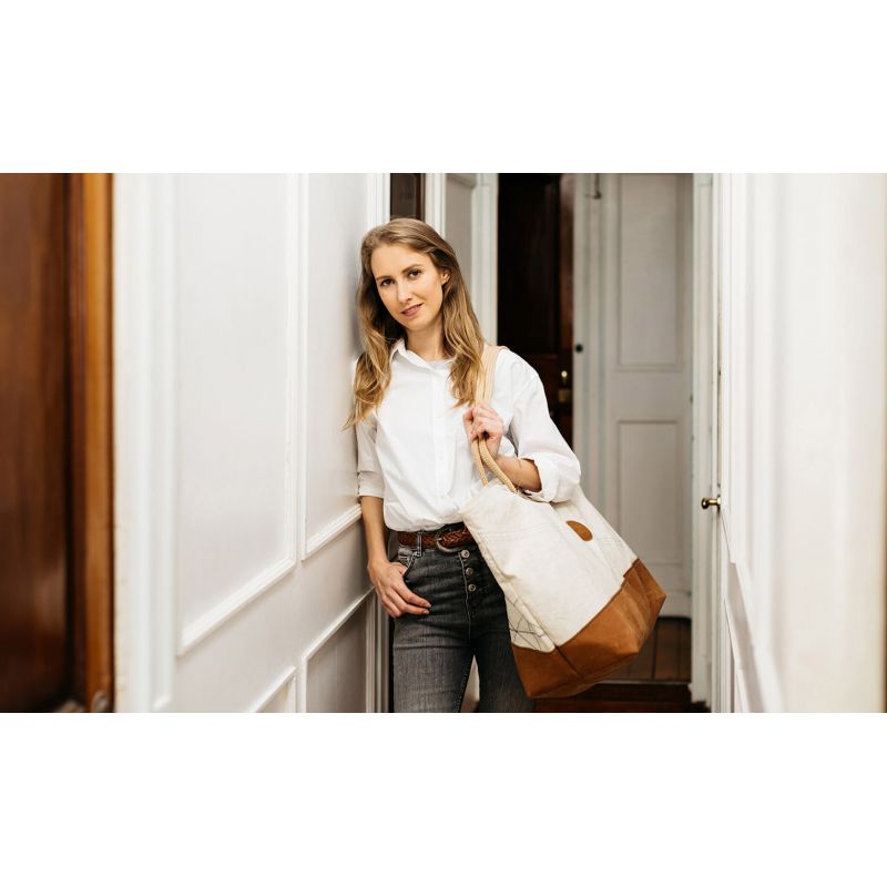 Damen Reisetasche "Carla" by 727 Sailbags / Segeltuch Belem / Boden Leder